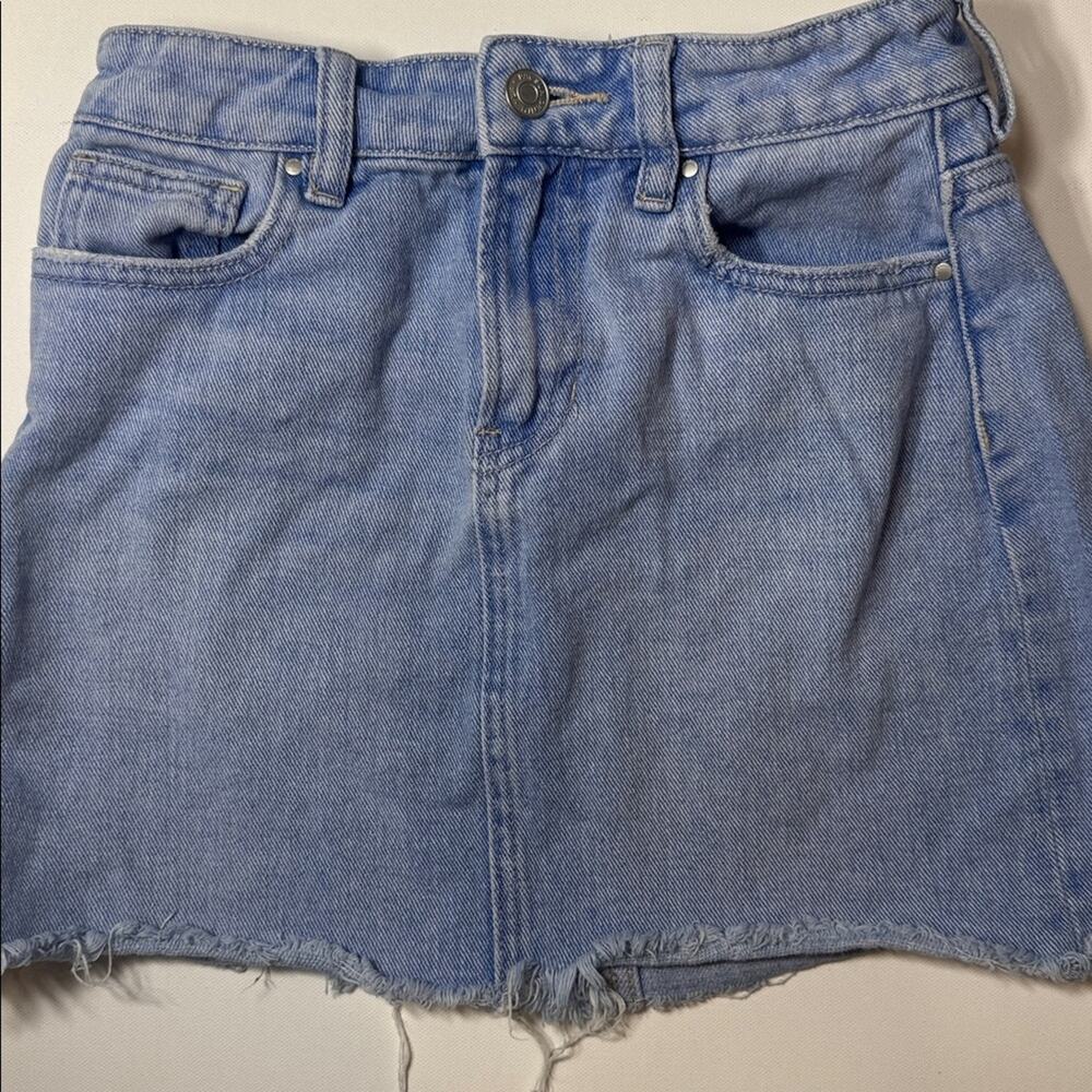 PacSun Denim Frayed Mini Skirt